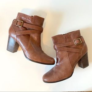 Cole Haan Cassidy Brown Learher Buckle Booties